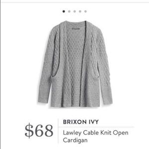 NWOT Brixon Ivy Grey Cardigan S